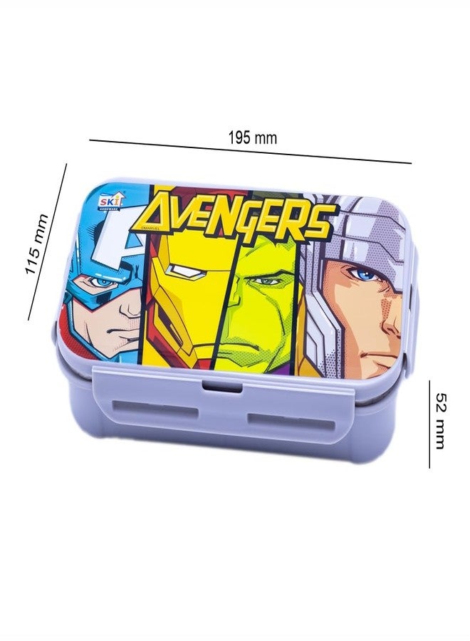 SKi Homeware "Marvel Avenger Faces Printed Fast Trak (Small) Insulated Steel Lunch Box for Kids (Grey) - Image 2